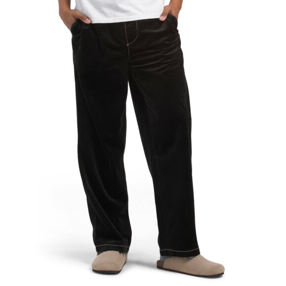 TRUE RELIGION Black/Nickel Big T Velvet Straight Leg Pants - Picture 1 of 2